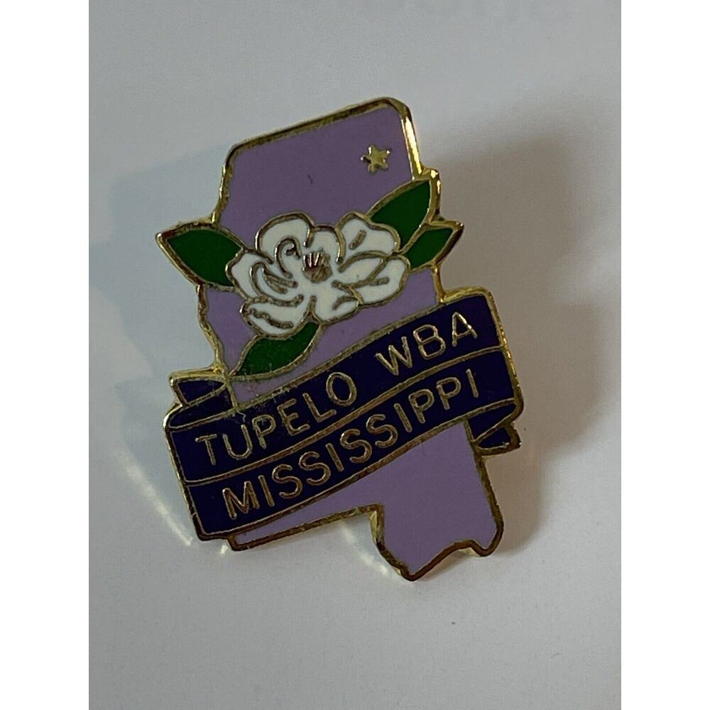 Mississippi WBA Tupelo Lapel Pin Womens Bowling Association Purple Flower‎